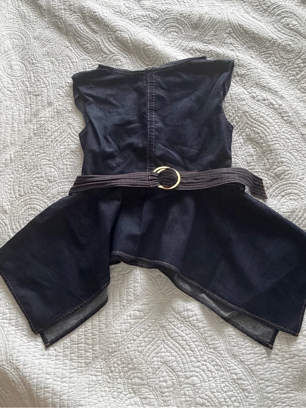 Commense Dark Indigo Denim Peplum Top